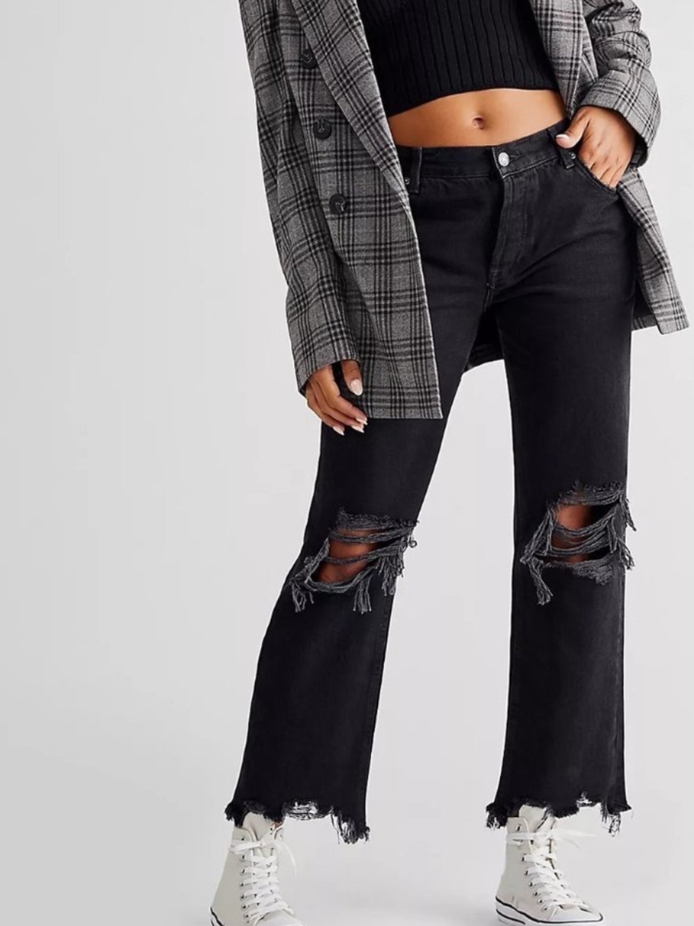 We The Free Maggie Mid-Rise Straight-Leg Jeans in Washed Black Size 27